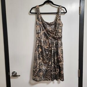 David Meister Nude Mini Silver‎ Sequin Dress